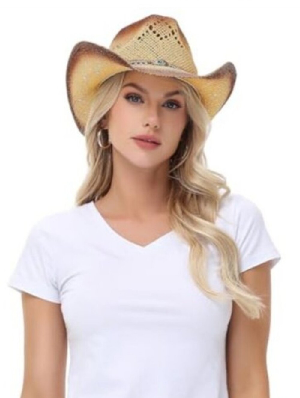 Festival Vibes Cowboy Hat Wide Brim Shapable Straw Hat Womens Western Hat